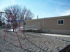 Building classroom left side from a school. Pierce Leasing work with permanent or re-locatable constructions buildings.