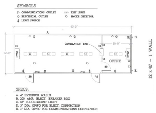 If you are looking for a wide Blast Resistant Module, we have the 12x40 1 Wall Floorplan, check out its specifications. 