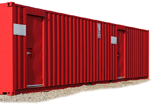 Red Blast Proof side view building from Pierce Leasing. 